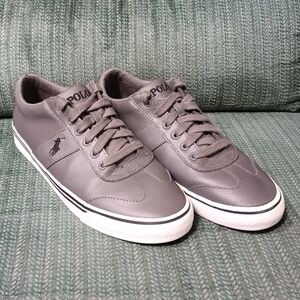 POLO Ralph Lauren Zev Low Gray Leather Sneakers Men's Size 10D